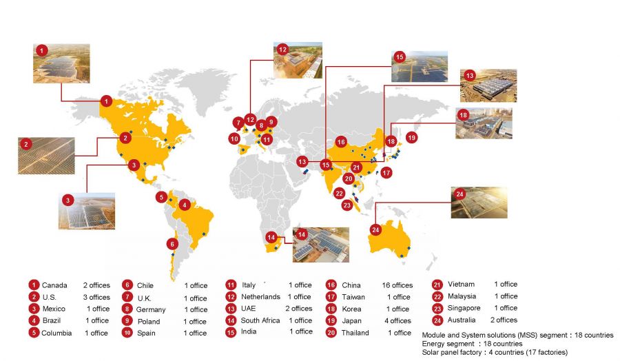 The Canadian Solar Group’s base of sales and base of manufacturing